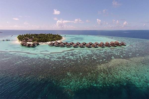 马尔代夫十大旅游景点--蕉叶岛位于马尔代夫亚里南环礁，岛上风光旖旎，沙滩细腻洁白，质量极佳，珊瑚礁保存完整，是难得的潜水胜地！